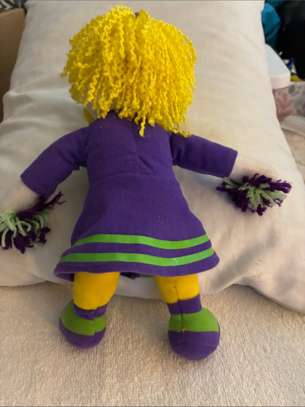 Y2K Nostalgic “Helen Henny”Purple & Green Cheerleader Plush Doll -CEC - Picture 3 of 7
